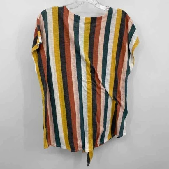 Torrid Size L / 12 Fun Colorful Stripe Tie Front Button Down Top Lightweight - Picture 5 of 7